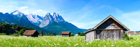 zugspitze mountain - european alps - hutの写真素材