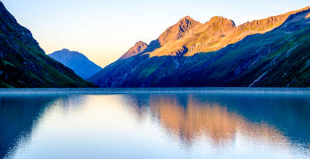 landscape at the silvretta reservoir in austriaの写真素材