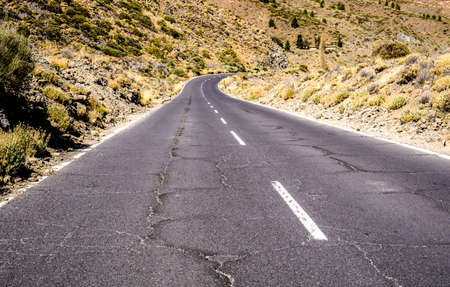 country road at the pico del teide - tenerifeの写真素材