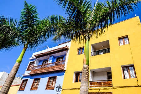 typical old spanish facade - tenerife - canary islandの写真素材