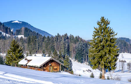 hut near bad toelz in winter