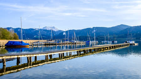 tegernsee lake in bavaria - harborの写真素材