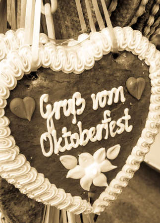 typical souvenir at the oktoberfest in munich - a gingerbread heart - lebkuchenherz