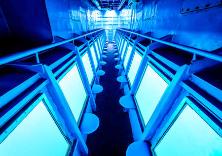 typical tourist submarine with glass windows for fish watchingの写真素材