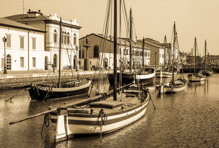 old town and harbor of cesenatico - italyのeditorial素材