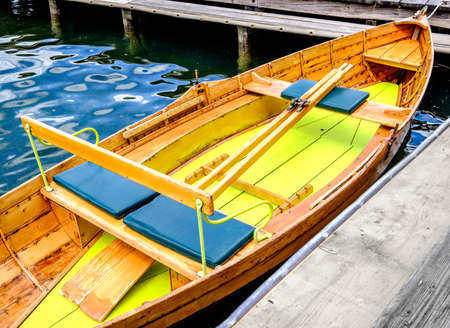 old boat at a jettyの写真素材