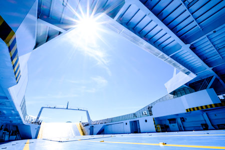 part of a modern car ferryのeditorial素材