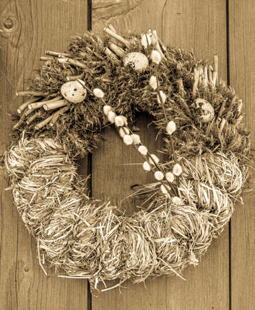 old wreath at a door