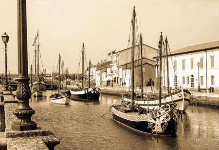 old town and harbor of cesenatico - italyの写真素材
