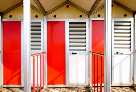 locker rooms at a beachの写真素材