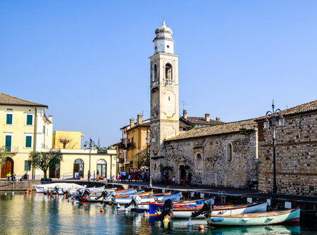 harbor of lazise - italyのeditorial素材