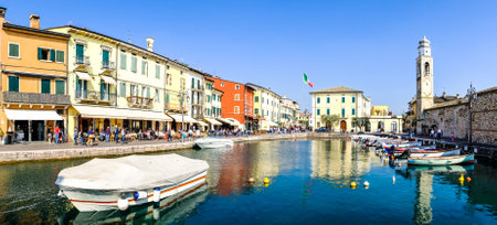 harbor of lazise - italyのeditorial素材