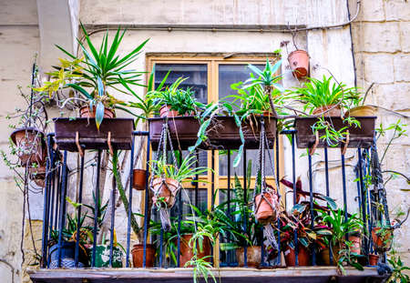 old balcony at a houseの写真素材