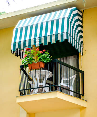 old balcony at a houseの写真素材