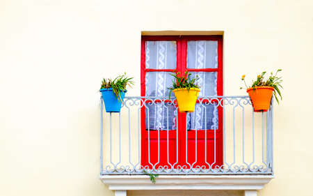 old balcony at a houseの写真素材