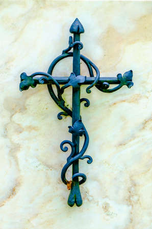 old cross at a cemeteryの写真素材