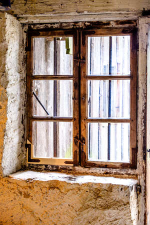 old rundown window at a ruin