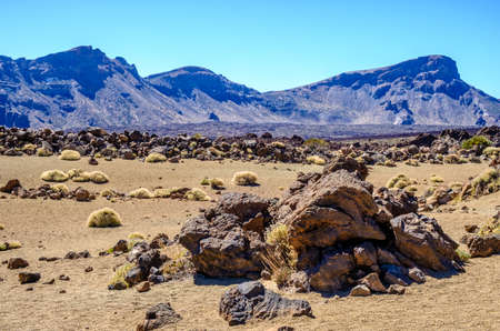 desert at pico del teide - spain's highest mountain in tenerife - canariesの写真素材