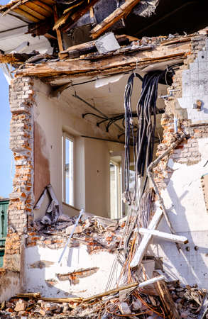 demolishing at a construction site