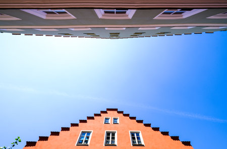 Facade of historic buildings with crow stepsのeditorial素材