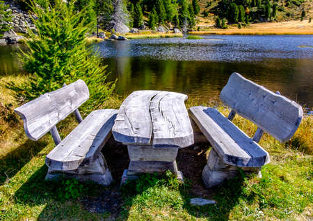 picnic table at the european alps