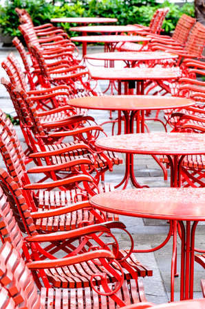 sidewalk cafe - table and chairsの写真素材