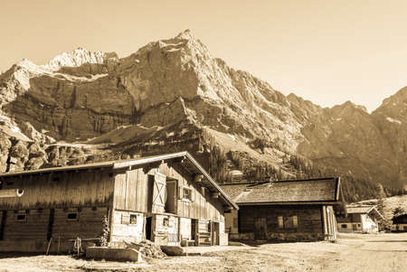 karwendel mountains in austria - small valley called engalmの写真素材