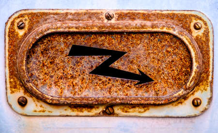 old high voltage warning signの写真素材