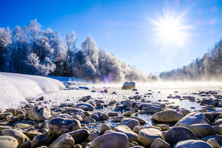 isar river in winter - isarburg