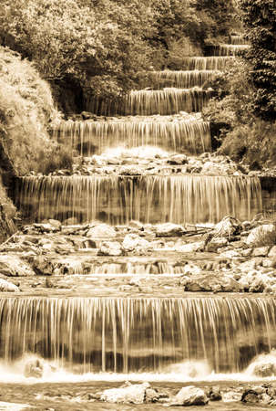 nice small waterfall at a forestの写真素材