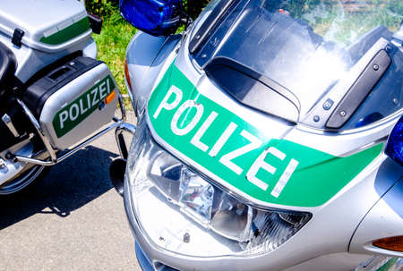 typical police vehicle in germanyの写真素材