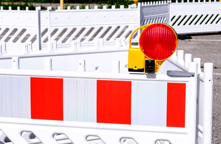 Modern security barrier at a construction siteの写真素材