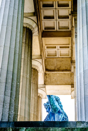 famous statue of bavaria at the theresienwiese in munich - germanyのeditorial素材