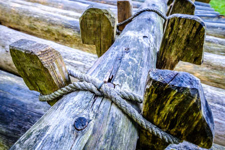 close-up of an old floating platformの写真素材