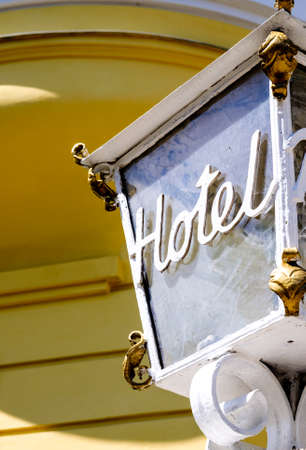 old hotel sign at a lanternの写真素材