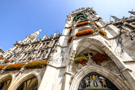famous munich city hall at the marienplatz - germany - bavariaのeditorial素材