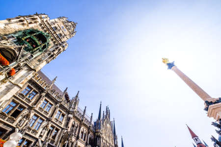 famous munich city hall at the marienplatz - germany - bavariaの写真素材