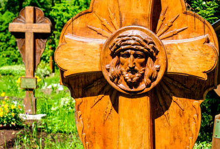 old cross at a cemeteryの写真素材