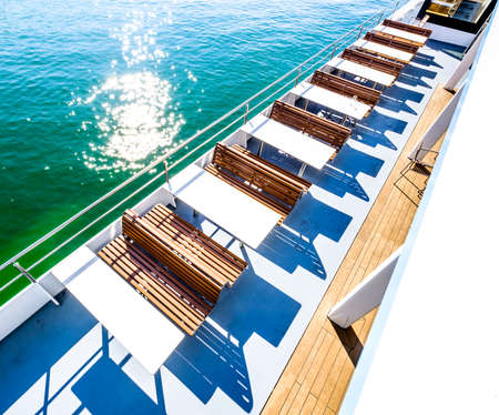 modern chairs at a ferryの写真素材