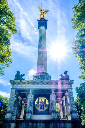 famous friedensengel in munich - germany - Bogenhausen - 1896のeditorial素材