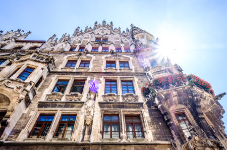 famous munich city hall at the marienplatz - germany - bavariaのeditorial素材