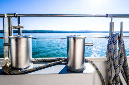 ship bollard at a modern ferryの写真素材