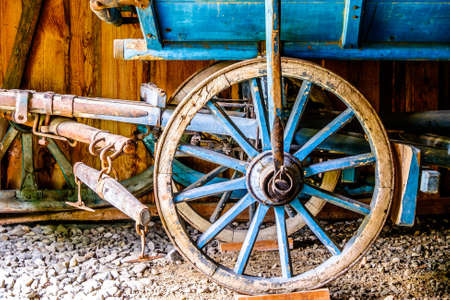 old wooden cart at a farmの写真素材