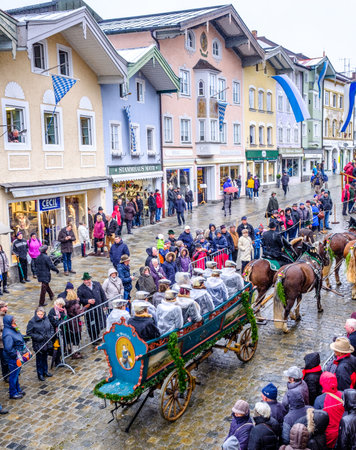 BAD TOELZ, BAVARIA/GERMANY - NOV 7: horse-carriage procession, named leonhardifahrt on Nov 7 2016 in bad toelzのeditorial素材