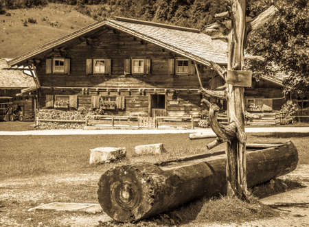 karwendel mountains in austria - small valley called engalmの写真素材