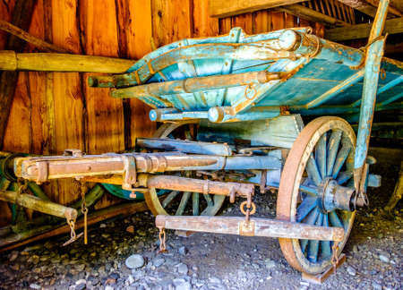 old wooden cart at a farmの写真素材