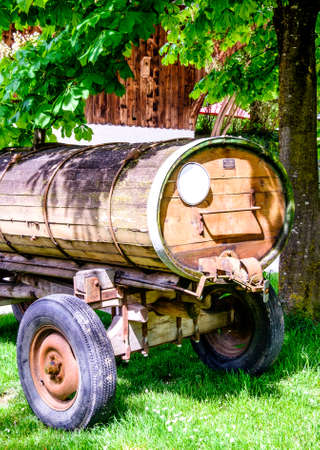 old wooden cart at a farmの写真素材
