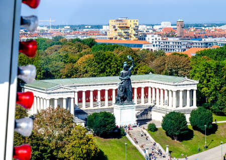 famous statue of bavaria at the theresienwiese in munich - germanyの写真素材