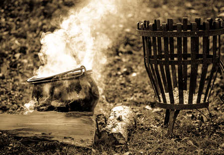 old cooking pot - outdoors - photoの写真素材