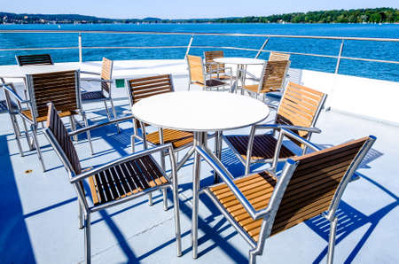 modern chairs at a ferryの写真素材